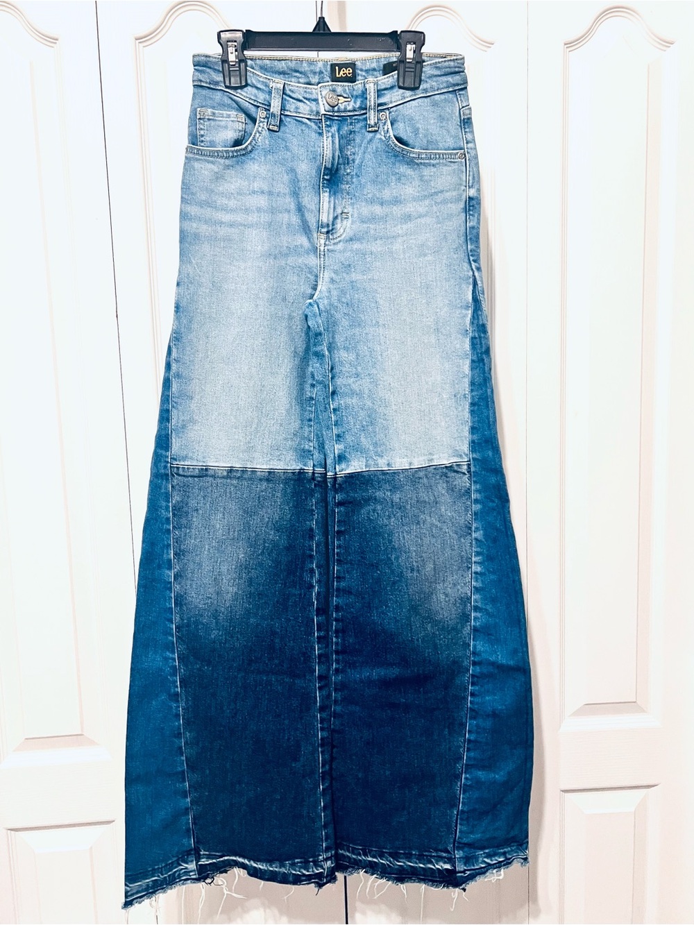 Lee Wide Leg High Rise Patchwork Women's Jeans-Size 25-Strech-Distressed-Comfy